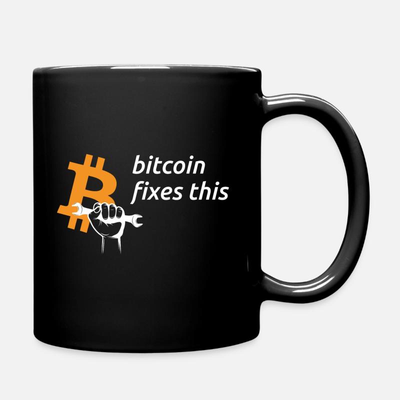 bitcoin fixes this - dark - Full Colour Mug - black