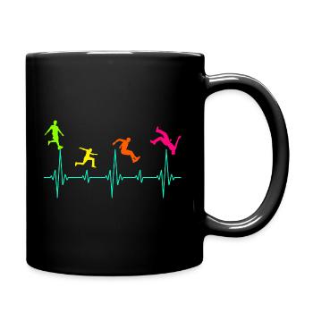 Parkour Free Running Runner Traceur Heartbeat - Full Colour Mug - black - Right