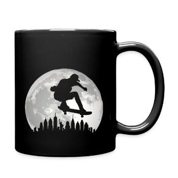 Skateboarder New York Skyline Moon - Tasse einfarbig - Schwarz - Rechts