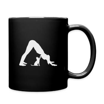 Funny cat yoga motif. Yoga, cat, funny. - Full Colour Mug - black - Right