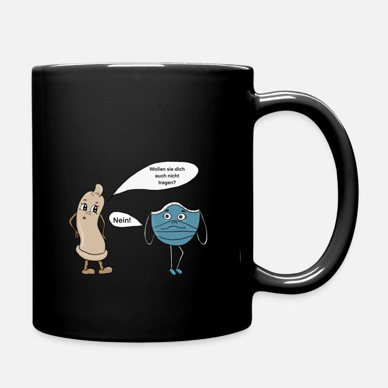 Kondom vs Mundschutz - Tasse einfarbig - Schwarz