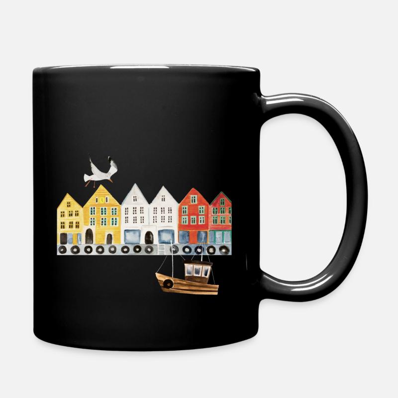 Bergen Norwegen - Tasse einfarbig - Schwarz