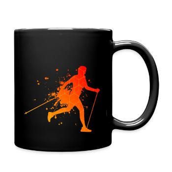 Herren Walken Damen Walking Walker Nordic Walking - Tasse einfarbig - Schwarz - Rechts