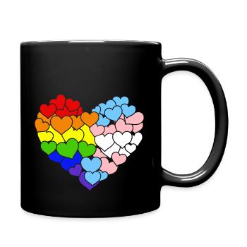 Heart Rainbow And Transgender Flag For Pride Month - Full Colour Mug - black - Right