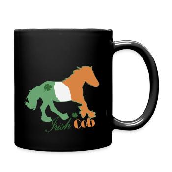 Irish Tinker Cob Flaggen Motiv - Tasse einfarbig - Schwarz - Rechts