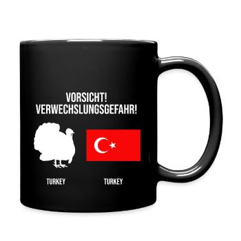 Verwechslungsgefahr Truthahn Türkei Turkey Türkiye - Tasse einfarbig - Schwarz - Rechts
