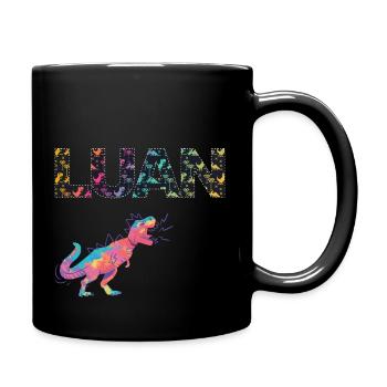 LUAN - Schöner Jungen Name mit süßen Dinosaurier - Tasse einfarbig - Schwarz - Rechts