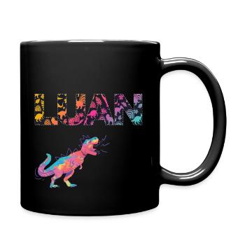 LUAN - Beautiful boy name with cute dinosaurs - Full Colour Mug - black - Right