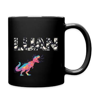 LUAN - Beautiful boy name with cute dinosaurs - Full Colour Mug - black - Right