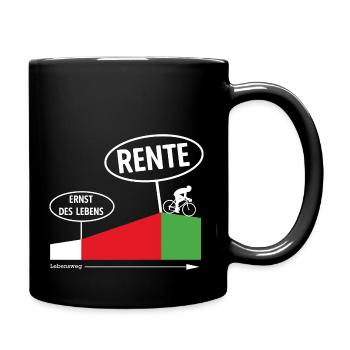 Rente Fahrrad Hobby T-Shirt - Tasse einfarbig - Schwarz - Rechts