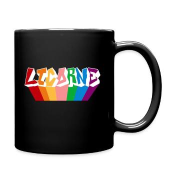 licorne couleurs arc en ciel espace - Mug uni - noir - Droite