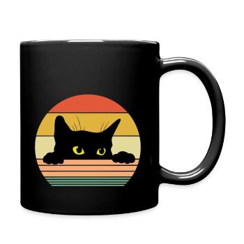 Retro Katze - Tasse einfarbig - Schwarz - Rechts