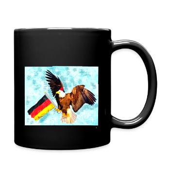 Adler in Weihnachtsstimmung - Tasse einfarbig - Schwarz - Rechts