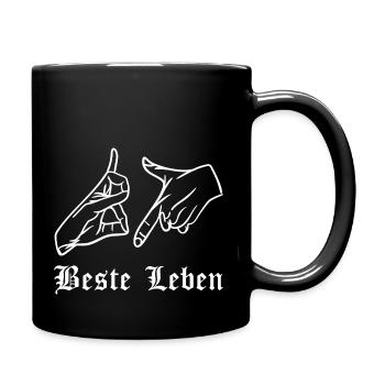 Beste Leben - Straßenbande Handzeichen - Tasse einfarbig - Schwarz - Rechts