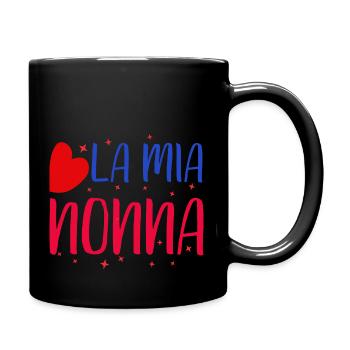 Amo la mia nonna ich liebe meine Oma Geschenk - Tasse einfarbig - Schwarz - Rechts
