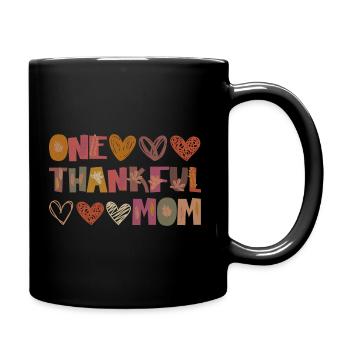 Thankful Mom Mama Herbst Blätter Dankbarkeit - Tasse einfarbig - Schwarz - Rechts