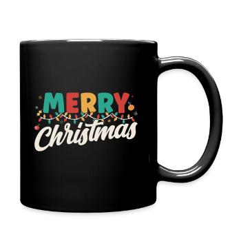 Merry Xmas Christmas Lights - Tasse einfarbig - Schwarz - Rechts