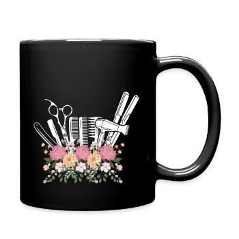 Friseur Werkzeuge Blumenfriseur Geschenk Frauen - Tasse einfarbig - Schwarz - Rechts