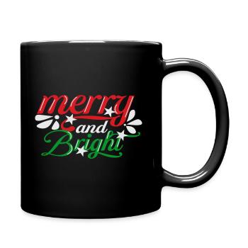 Merry And Bright - Christmas - Full Colour Mug - black - Right