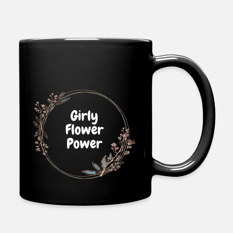 Girly Flower Power - Tasse einfarbig - Schwarz