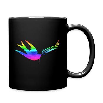 Friedenstaube regenbogen - Tasse einfarbig - Schwarz - Rechts
