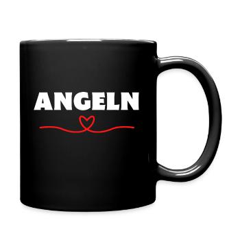 Angeln - Tasse einfarbig - Schwarz - Rechts