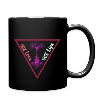 Magenta Guitar Tree 50% love 50% life - Full Colour Mug - black - Right