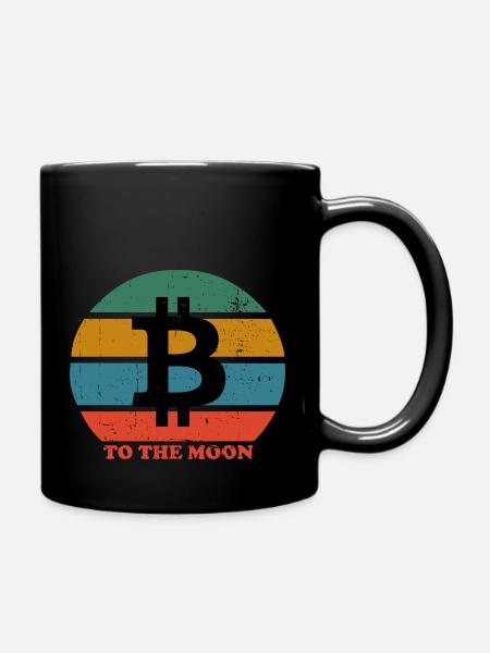 BTC Bitcoin Retro to the Moon - Full Colour Mug - black
