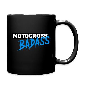 Blaues Motocross-Logo - Tasse einfarbig - Schwarz - Rechts
