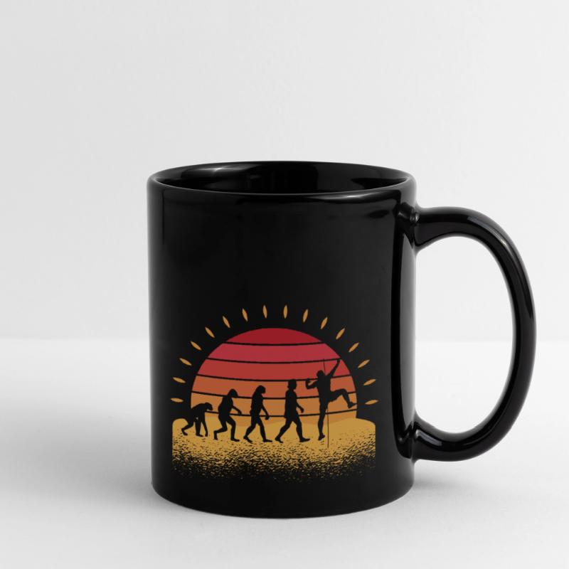 Evolution Bergsteigen Bouldern Klettern Kletterer Tasse einfarbig