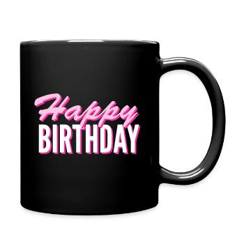 Congratulations Birthday Greeting Gift Idea - Full Colour Mug - black - Right