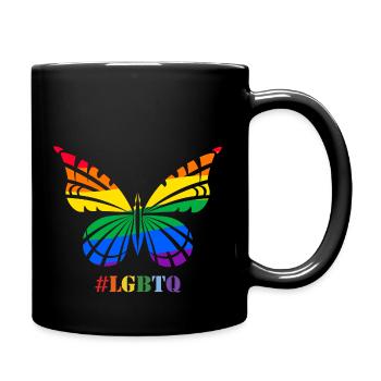 LGBT Gay Pride Month Gay Rainbow Love Butterfly - Full Colour Mug - black - Right