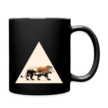 Löwensilhouette im Dreieck, Löwe Silhouette Sahara - Tasse einfarbig - Schwarz - Rechts