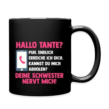 Patentante Neffe Nichte Tante - Tasse einfarbig - Schwarz - Rechts