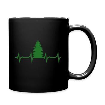 Wald Herzschlag Baum Bäume - Tasse einfarbig - Schwarz - Rechts