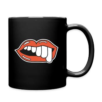 teeth lips ugly smile graphic - Tasse einfarbig - Schwarz - Rechts