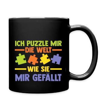 Puzzlefan Puzzler Puzzleteile Puzzle - Tasse einfarbig - Schwarz - Rechts