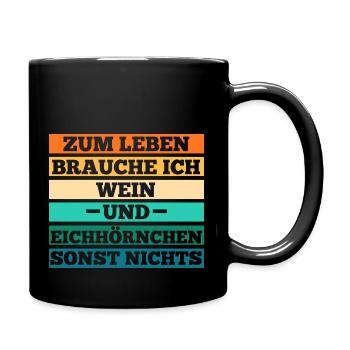 Wein Eichhörnchen - Tasse einfarbig - Schwarz - Rechts