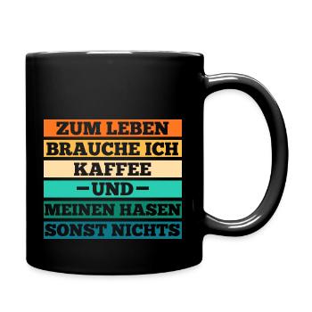 Kaffee Kaninchen Hase - Tasse einfarbig - Schwarz - Rechts
