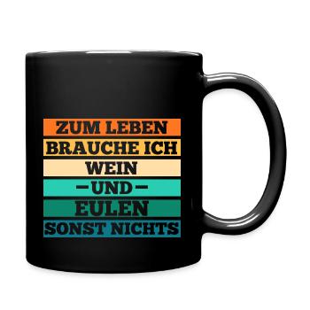 Wein Eulen - Tasse einfarbig - Schwarz - Rechts