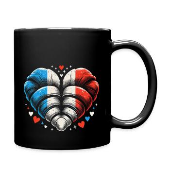 Französische Croissant Kunst - Lustiges Geschenk - Tasse einfarbig - Schwarz - Rechts