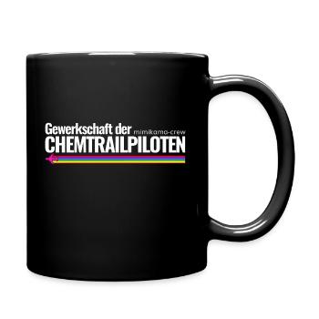 Mimikama Crew Gewerkschaft der Chemtrailpiloten - Tasse einfarbig - Schwarz - Rechts