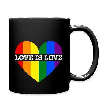 Gay Lesbian Pride Regenbogenherz LGBT Liebe ist Liebe - Tasse einfarbig - Schwarz - Rechts