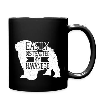 Facilement distrait par le bichon havanais Havaneser maman papa faire - Mug uni - noir - Droite