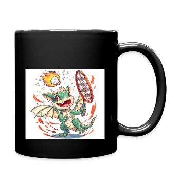 Badminton Drache - Tasse einfarbig - Schwarz - Rechts