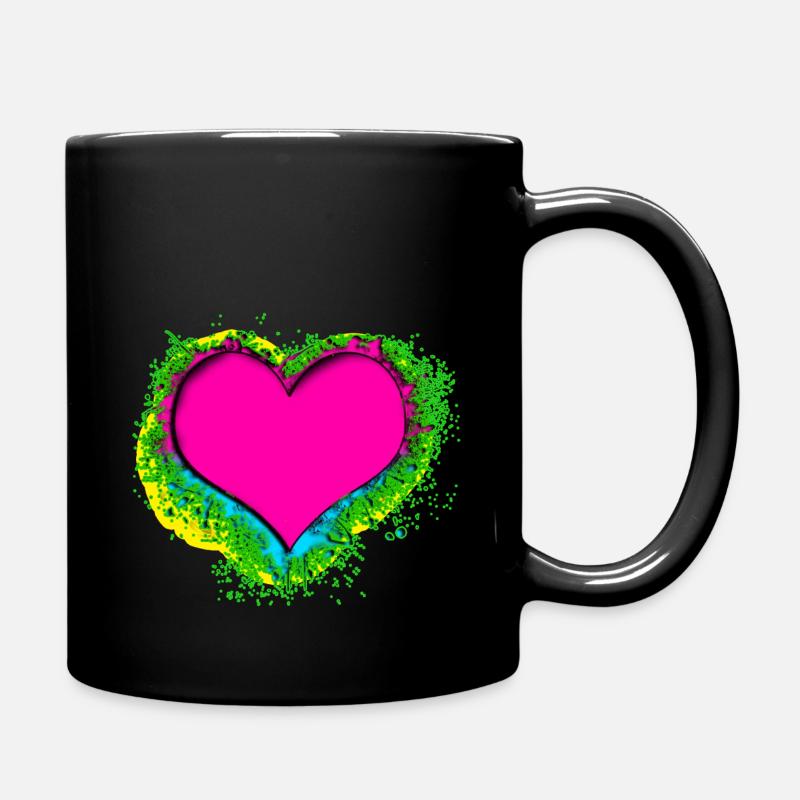 buntes Herz - Tasse einfarbig - Schwarz