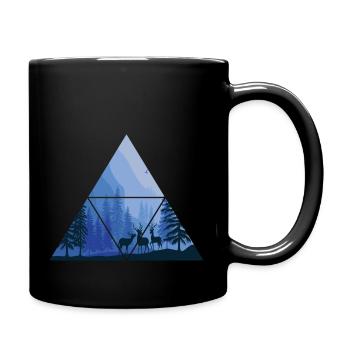 Naturschutz Dreieck Wald Baum Bäume - Tasse einfarbig - Schwarz - Rechts