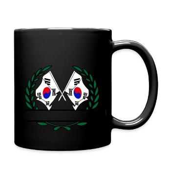 Drapeaux de la Corée du Sud dans une bannière de couronne de laurier - Mug uni - noir - Droite