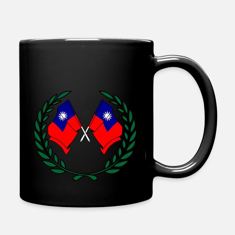 Drapeaux de Taïwan en couronne de laurier - Mug uni - noir