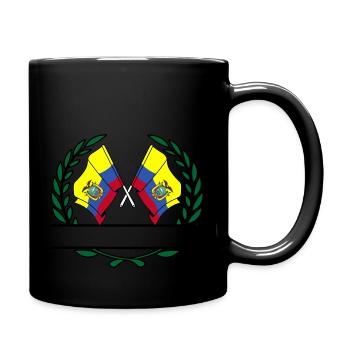Drapeaux de l’Équateur dans la bannière de la couronne de laurier - Mug uni - noir - Droite